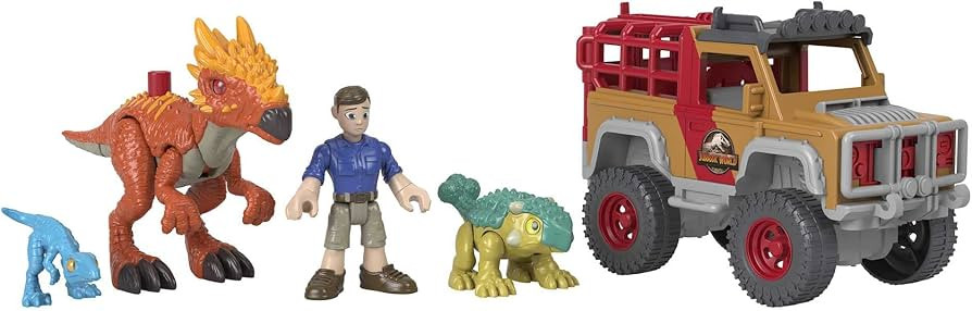 Imaginext Jurassic World Camp Cretaceous Runaway Dinos 5-Piece Dinosaur Toy Set with Ben and Bump... | Amazon (US)
