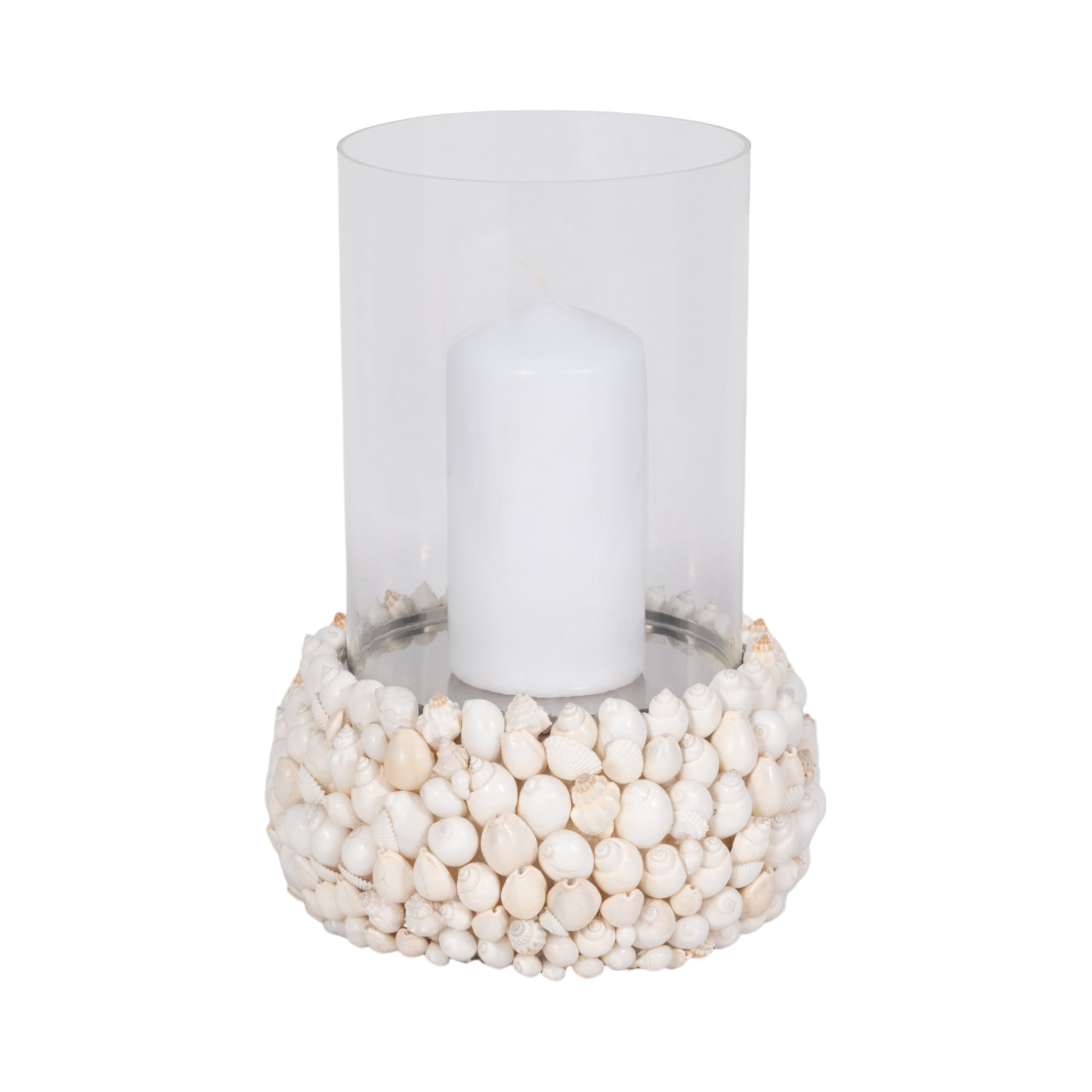Sagebrook Home Coastal Shell & Glass Pillar Candle Holder - Handmade Nautical Decorative Centerpi... | Amazon (US)