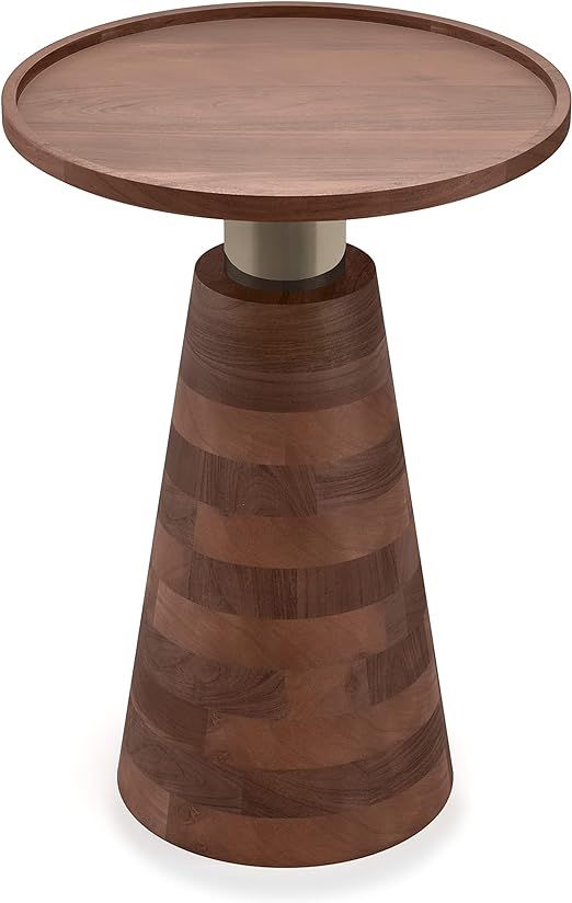 SIMPLIHOME Kramer Modern 16 inch Wide Metal Side Table in Cognac SOLID ACACIA WOOD | Amazon (US)