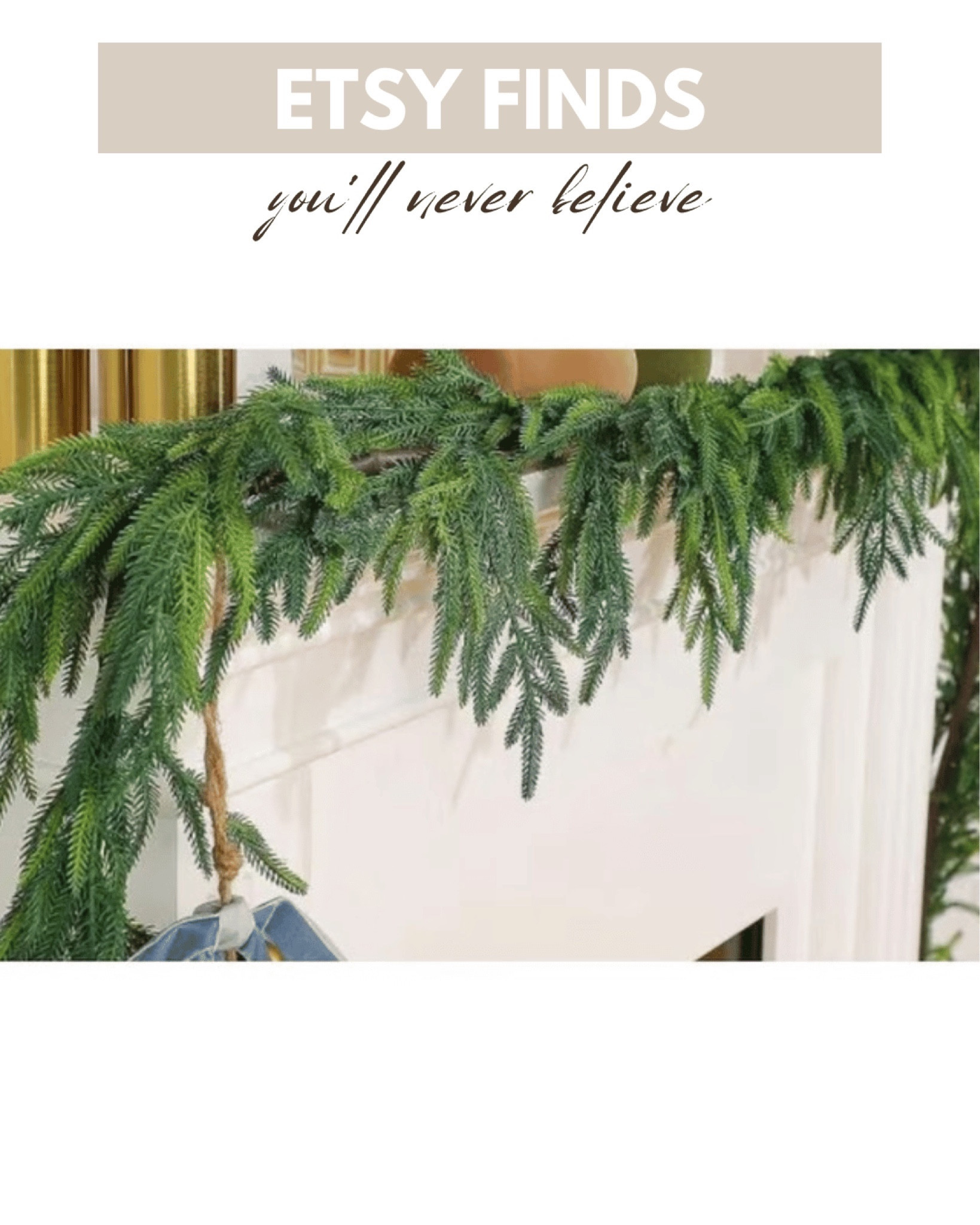 Experience the magic of the holidays with our Rustic Norfolk Pine Holiday Garland! 🎄✨ Over the past 24 hours, 33 people have already brought this festive 5ft greenery into their homes. But hurry, the sale ends in just 1 hour!

Elevate your indoor decor with this meticulously crafted Christmas Garland, designed to infuse the spirit of the season into every corner of your home. 🏡 Whether it's adorning your mantle, gracing your dining table, or winding along your banister, this versatile garland transforms any space into a holiday wonderland.

Choose your quantity wisely – opt for a single 5ft garland or go all out with a set of two for a lush and picturesque holiday presentation. Make this season unforgettable by embracing the spirit of the holidays with our Norfolk Pine Holiday Garland. Order yours now!

Please note that slight variations in measurements and colors may occur due to manual measurement and monitor differences. For a truly lush look, consider weaving two strands of vines together. Any shipping-induced deformation can be easily resolved by manual adjustment. Remember, there are no refunds or exchanges on this item, so secure your festive decor today! 🌟

LOOK INTO MY BESTSELLERS COLLECTION

Follow @julie_ann_rachelle
Visit julieannrachelle.com
Search #julieannrachelle 
Thanks for your support!

#LTKMostLoved

.
#ltk #ltkunder50 #ltkstyletip #ltkunder100 #ltksalealert #ltkhome #ltkshoecrush #ltkfashion #ltkfamily #ltkbeauty #ltkspring #ltkholidaystyle #ltkitbag #ltkseasonal #ltkcurves #ltkkids #ltktravel #ltkbaby #ltkeurope #ltkfit #ltkbump #ltkswim #ltkunder25 #ltkworkwear #ltkholiday #ltkholidaywishlist #ltkblogger #ltkfind #julieannrachelle


#LTKhome #LTKfindsunder50 #LTKsalealert