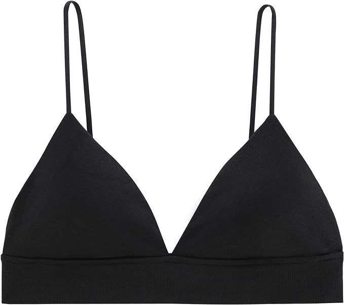INIBUD Bralette for Women Triangle Cups Removable Padded Wire Free Pull On Closure | Amazon (US)