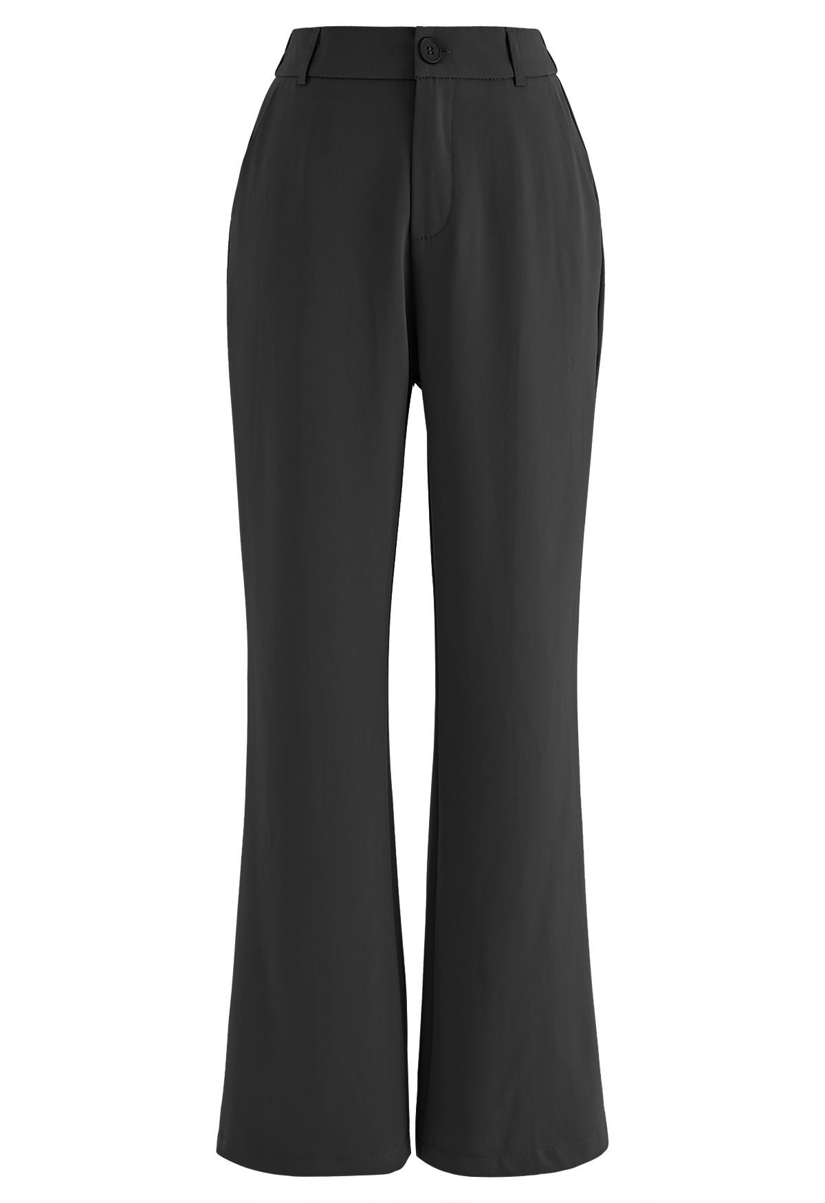 Half Elastic Waist Flare Leg Pants in Black | Chicwish