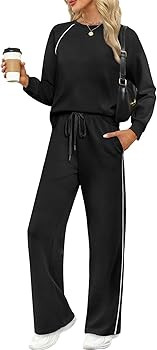 SAMPEEL Women 2 Piece Lounge Sets Sweatsuit Fall Outfits Matching Wide Leg pants Set Tracksuit Tr... | Amazon (US)