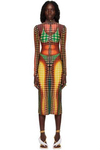 Brown Dots Midi Dress | SSENSE