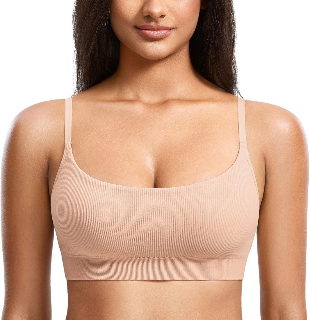 DOBREVA Women's Bralettes No Underwire Bras Support Padded Wireless Ribbed Seamless Bra Removable... | Amazon (US)