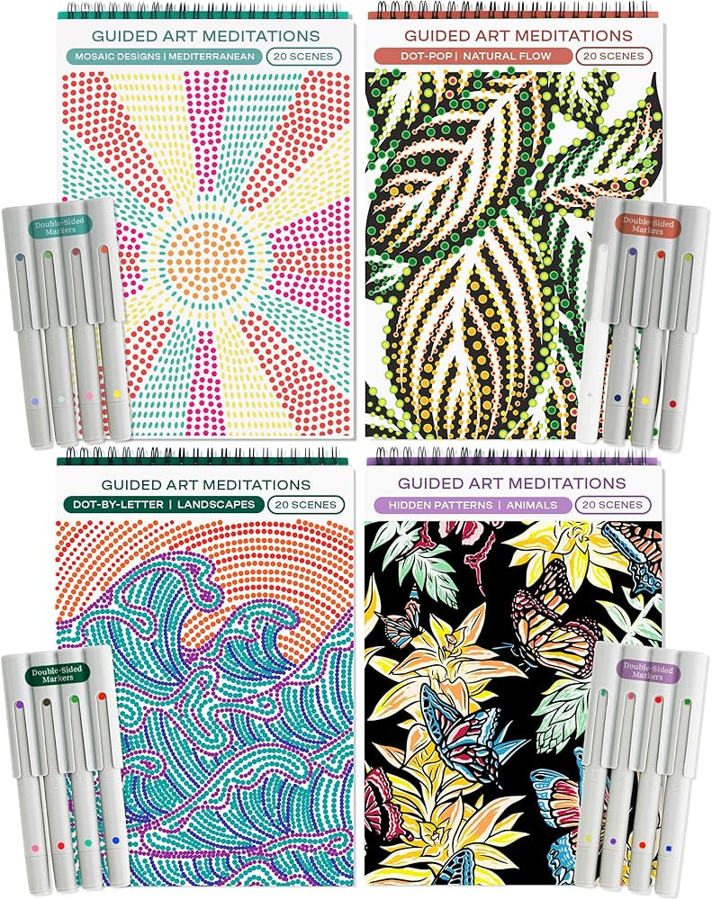 Lifelines FlowArt Activity Pad, 4-Pack - Guided Art Meditations with Markers - Color by Number/Le... | Amazon (US)