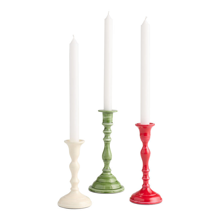 Enameled Metal Holiday Taper Candle Holder | World Market
