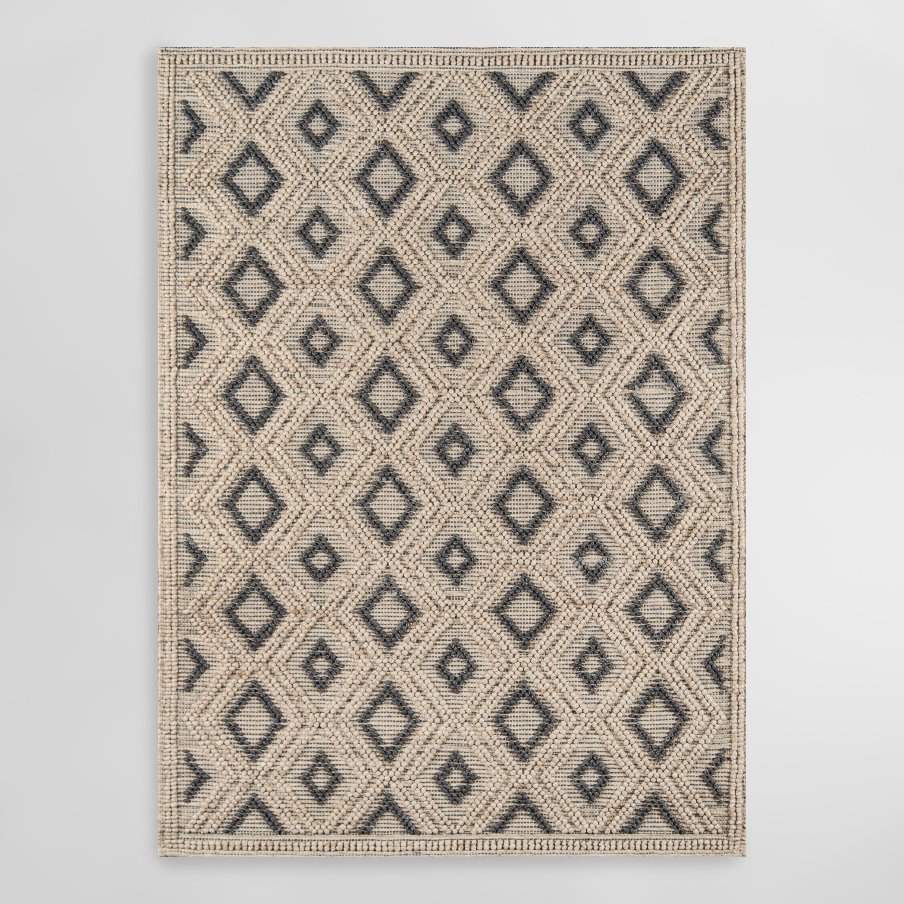 Natural and Black Diamond Wool Imrie Area Rug | World Market