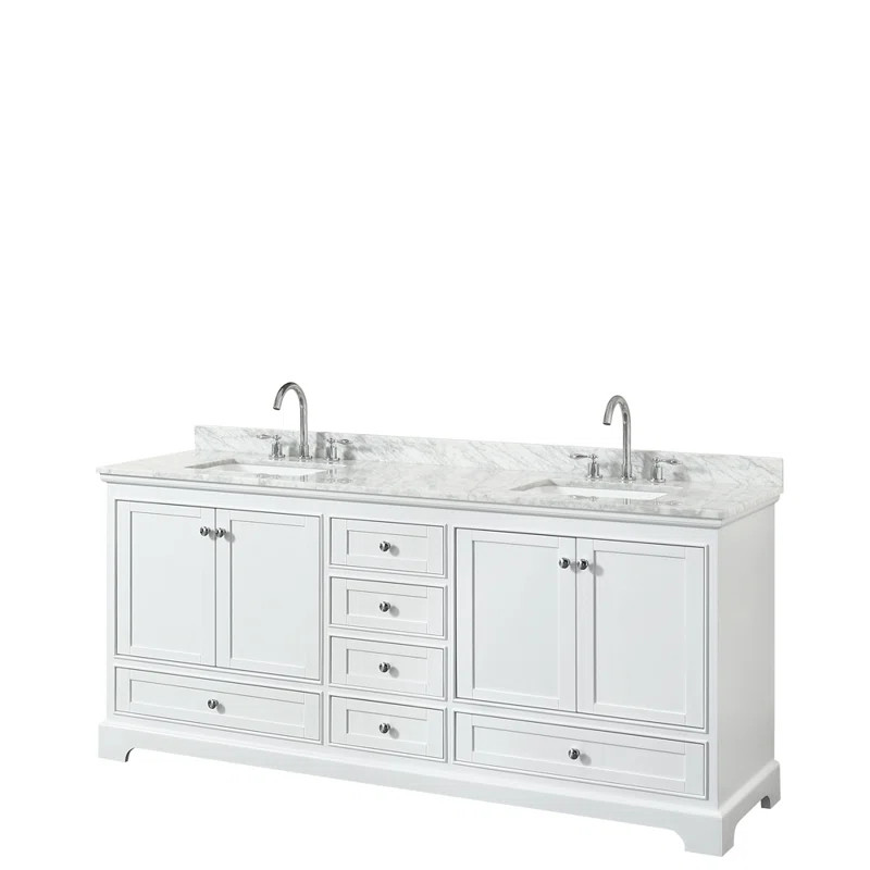 Deborah 79.75'' Free-standing Double Bathroom Vanity with Marble Vanity Top | Wayfair Professional