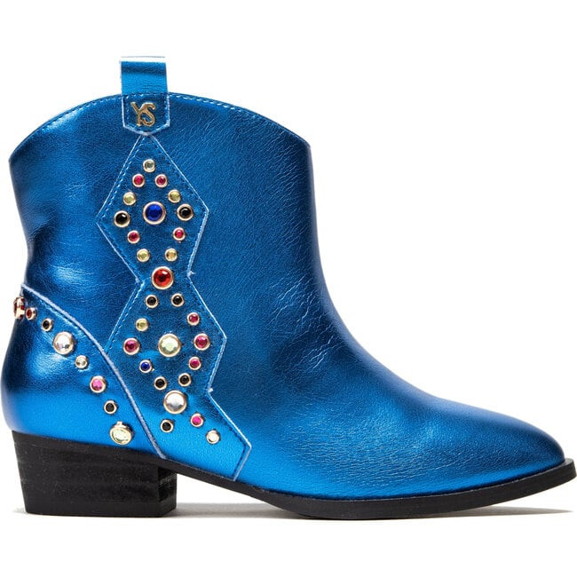 Miss Dallas Embellished Cowboy Boot, Blue Metallic | Maisonette