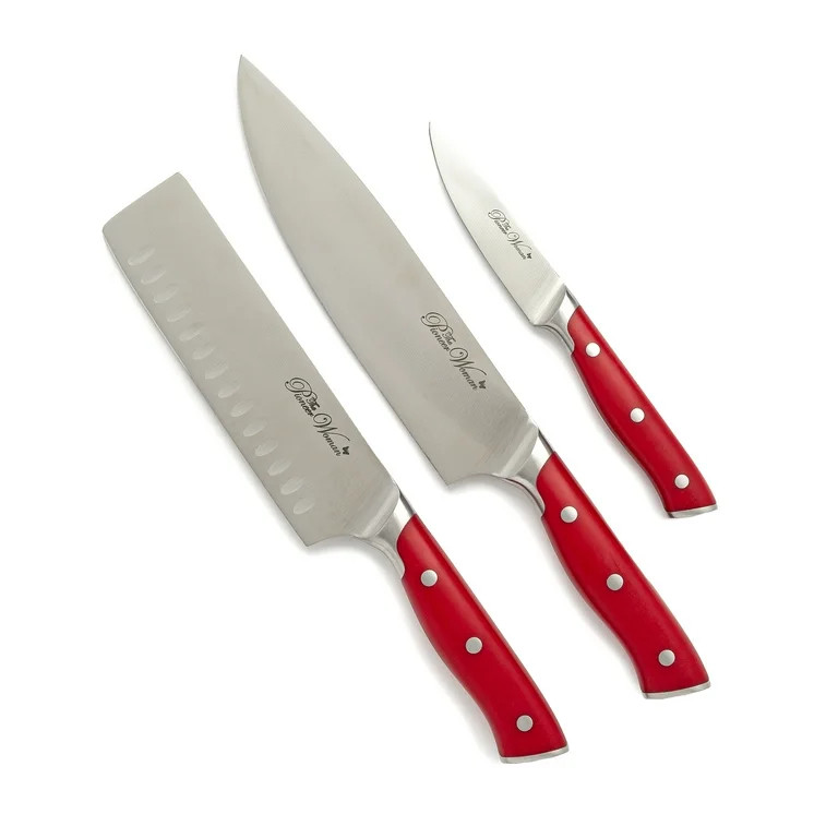 The Pioneer Woman 3 Piece Stainless Steel Knife Bundle Set, Red | Walmart (US)