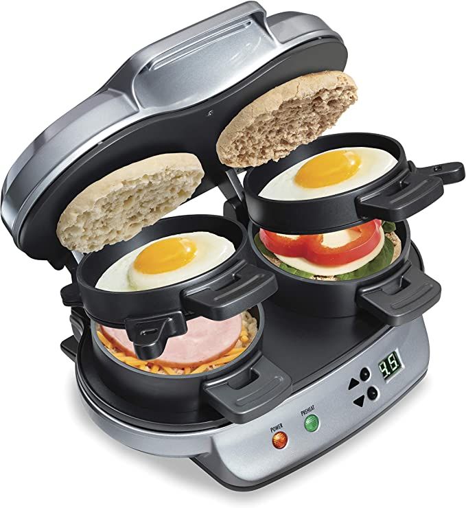 Amazon.com: Hamilton Beach Dual Breakfast Sandwich Maker with Timer, Silver (25490A): Home & Kitc... | Amazon (US)