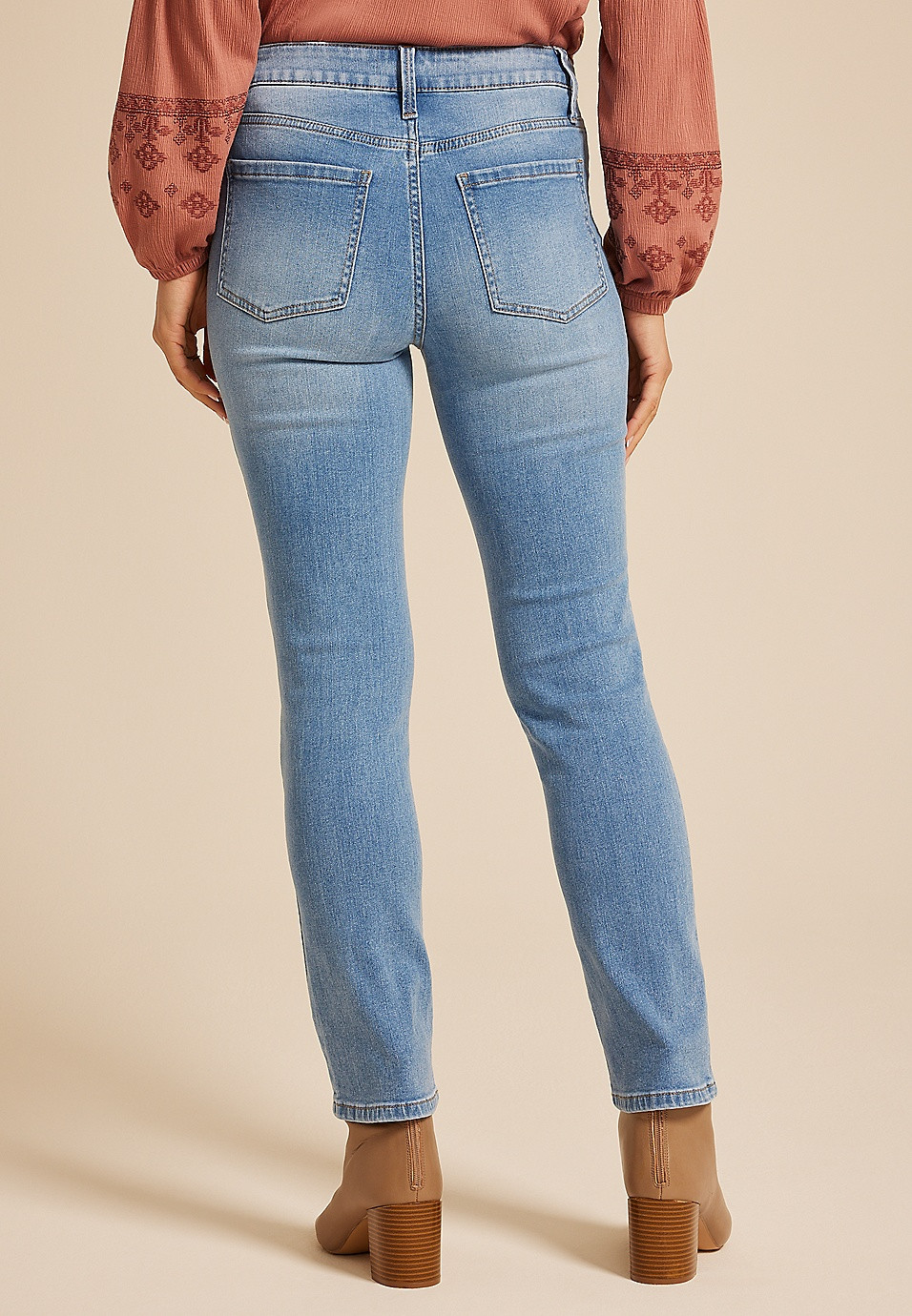 m jeans by maurices™ High Rise Slant Patch Pocket Slim Straight Ankle Jean | Maurices