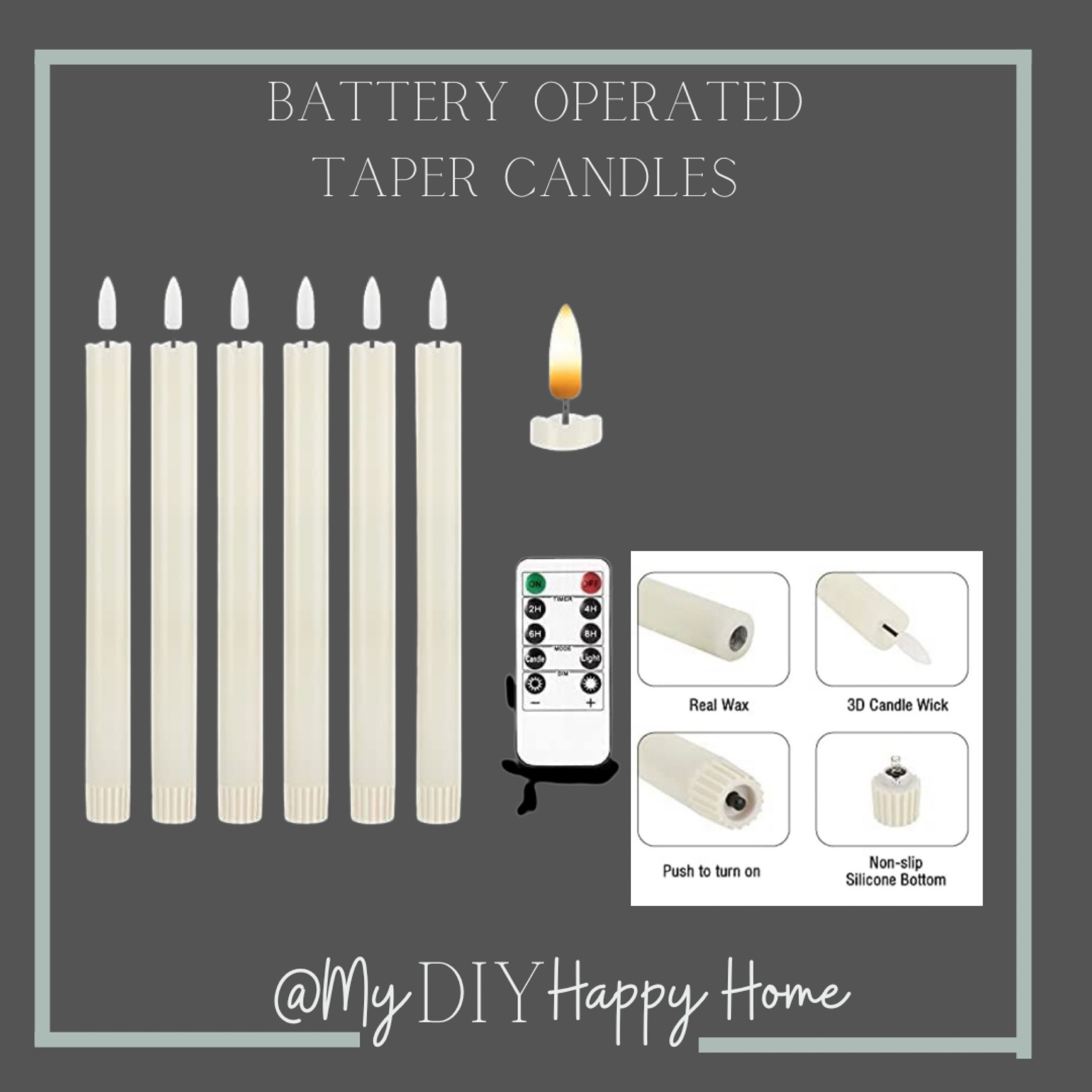 My favorite taper candles:
•battery operated
•remote control with timer
•real flicker flame 
•wax exterior 

#LTKHoliday #LTKSeasonal #LTKhome