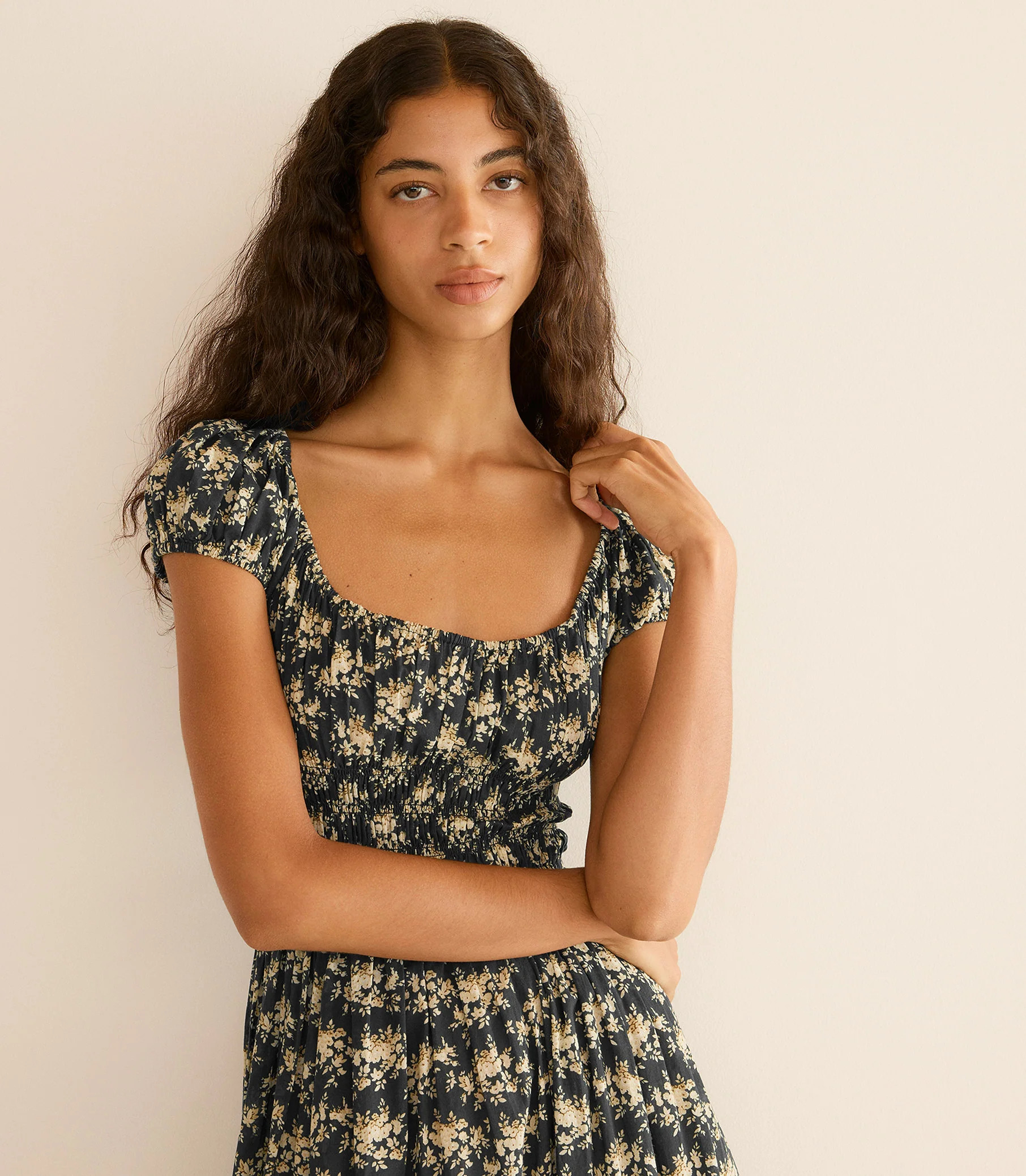 Quinley Dress - Noir Rosier Floral | DÔEN | DOEN