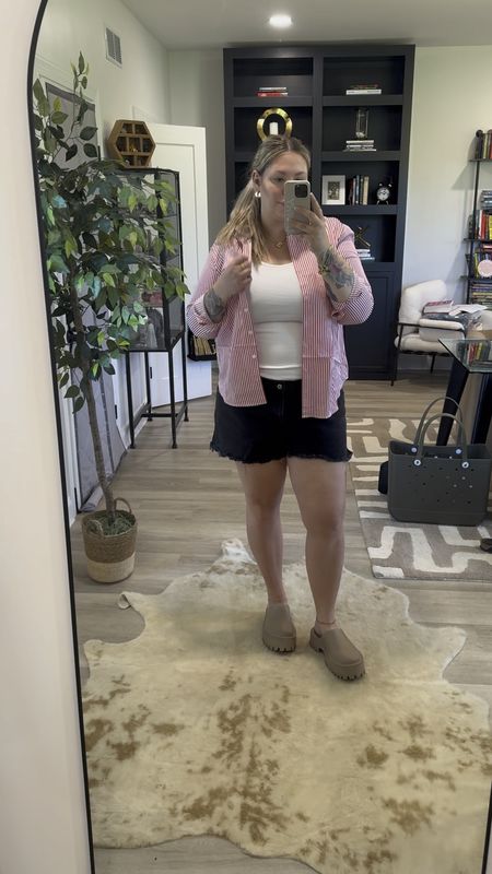 I absolutely should have sized up in this button up. Normally wear XL and should have gotten XXL - the one I’m wearing is from Amazon but I have the one from free people & do love it more 🙊 the JC clogs don’t run in half sizes, I normally wear 8.5 so I got a 9 and love them. They are not the same color as advertised but I love them so I’m keeping them! I originally got a 33 in shorts, exchanged for 35. Wish I got a 34 😂🥴🫶🏼

#LTKMidsize #LTKShoeCrush #LTKSeasonal