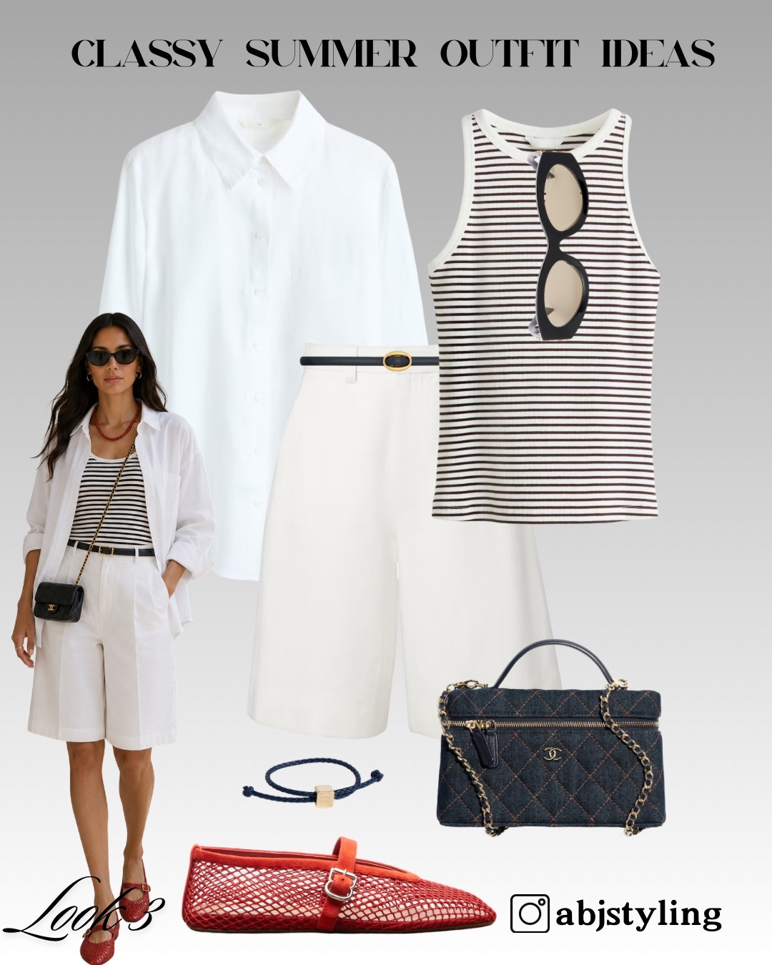 My favourite look of the edit 🤍

✔️ Striped tank top
✔️ Oversized linen shirt worn open
✔️ White bermuda shorts
✔️ Mini crossbody bag
✔️ Red mesh flats

A timeless summer combination you’ll wear year after year.

#LTKuk #LTKsummer #LTKstyletip