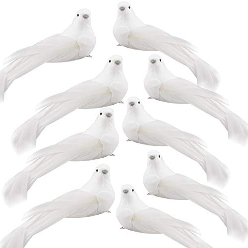 Hapeisy 12Pcs Artificial White Doves, White Feathered Mini Birds White Doves Decoration with Meta... | Amazon (CA)