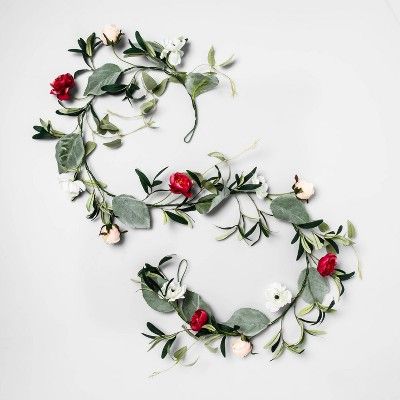 72" x 5" Artificial Rose & Olive Garland Pink/White - Opalhouse™ | Target
