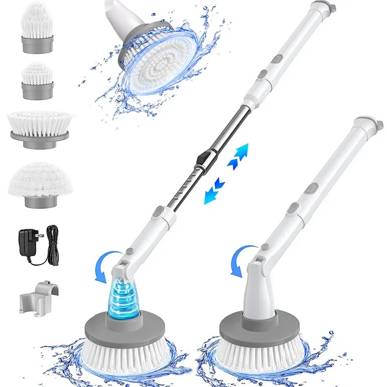 Homitt Electric Spin Scrubber, 1.5H Power Cleaning Brush 2 Speed Extendable for Shower Bathroom B... | Walmart (US)