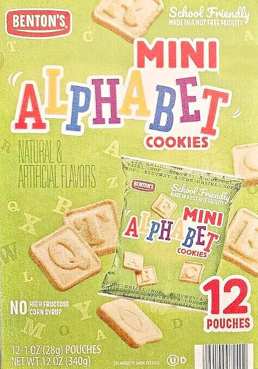Benton's Mini Alphabet Cookie Cracker Snack Packs, On the Go, 12 Pouches, 1 oz Each, (1 Pack Simp... | Amazon (US)