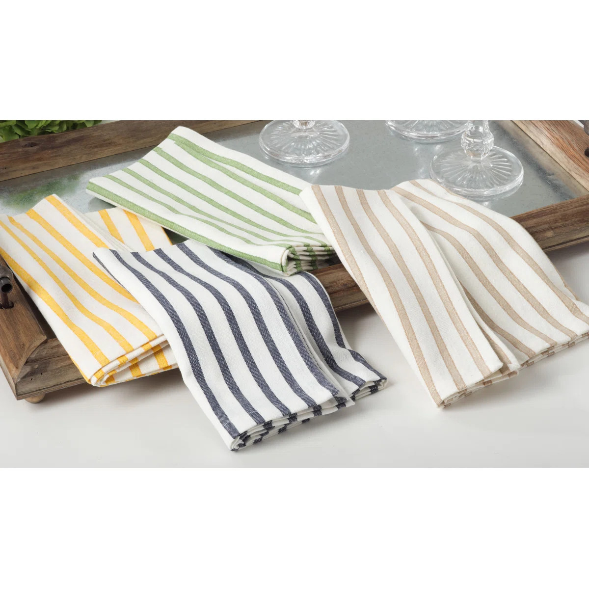 Enora Cotton Striped Square Napkin (Set of 4) | Wayfair North America