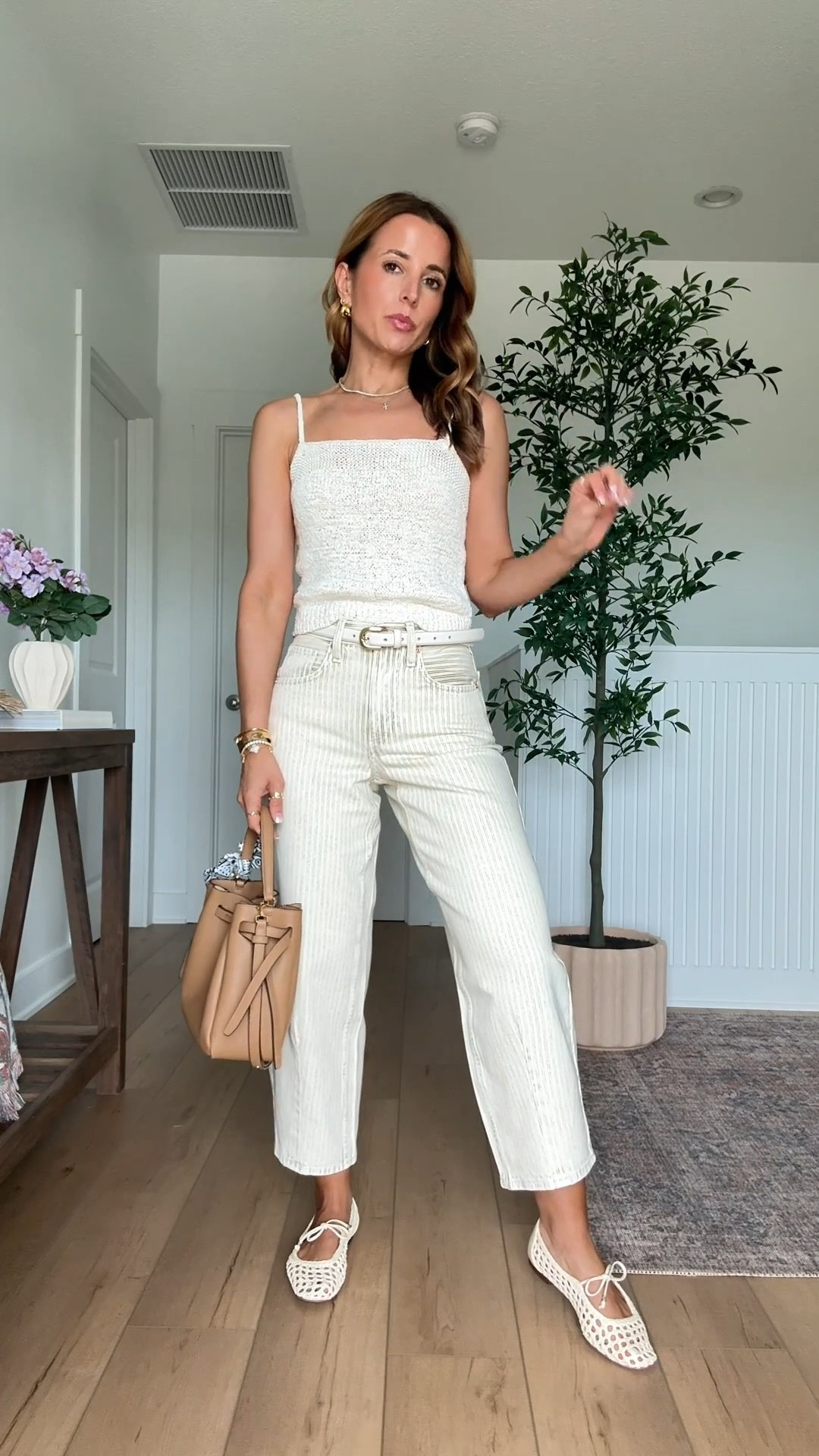 New Target arrivals for spring and summer! Sqeater tank in XS. Barrel leg jeans in 00 short. Casual outfit. Elevated casual outfit. Mom outfit. Neutral spring outfit. Summer outfit. 

#LTKootd #LTKgrwm #LTKTravel