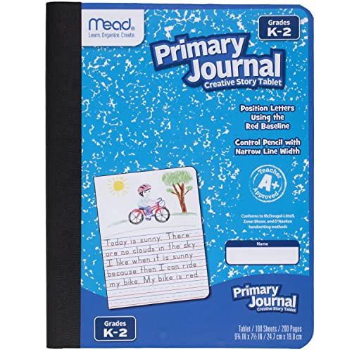 Mead Primary Journal Creative Story Tablet Composition Notebook, 7.5" x 9.75", Grades K-2, 100 Sheets, Blue (09554) | Amazon (US)