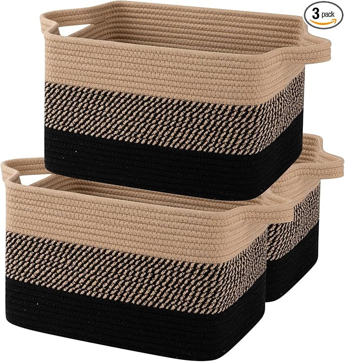 OIAHOMY Storage Basket, Woven Baskets for Storage, Cotton Rope Basket for toys,Towel Baskets for ... | Amazon (US)
