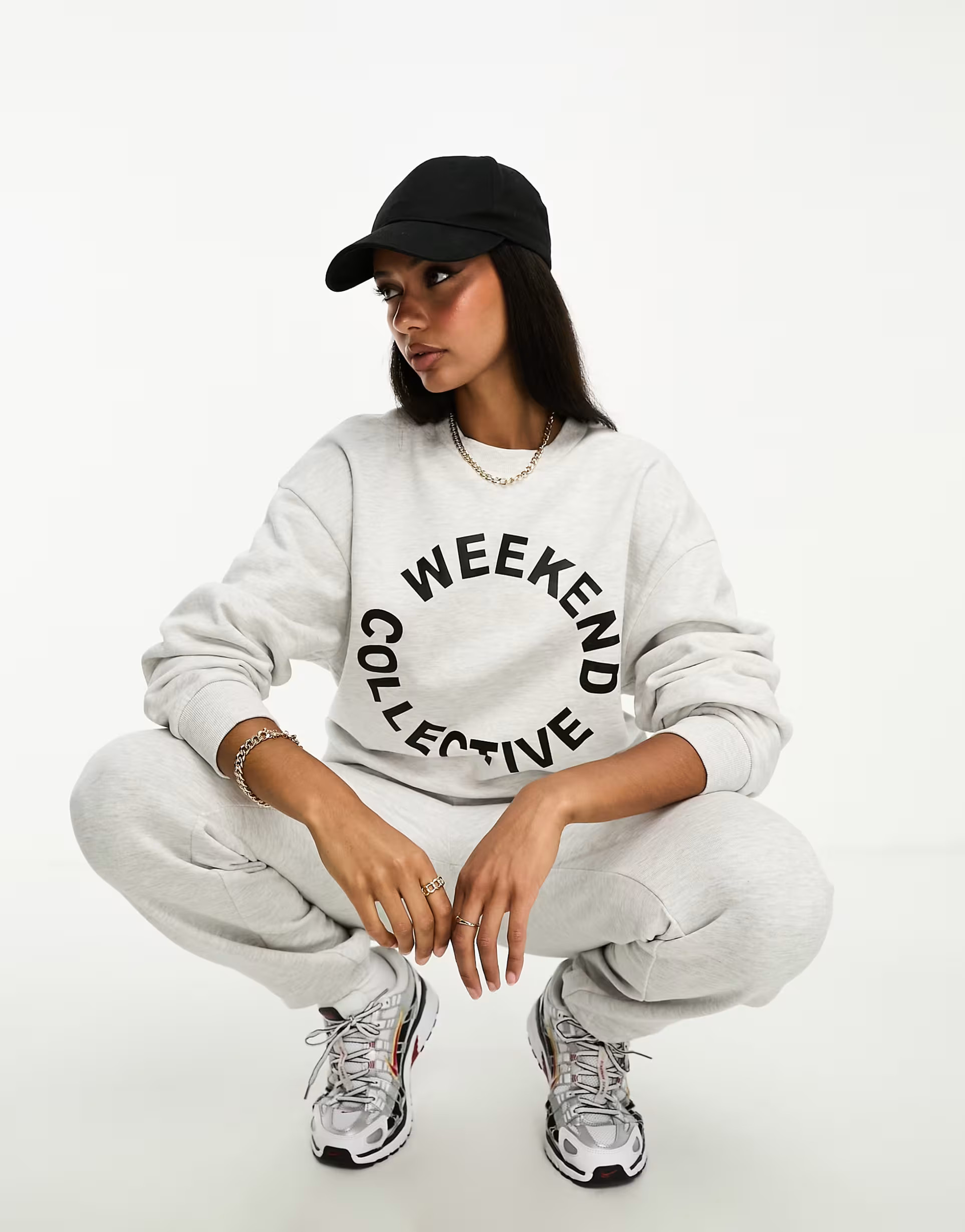 ASOS Weekend Collective co-ord oversized sweatshirt with logo in grey marl  | ASOS | ASOS (Global)