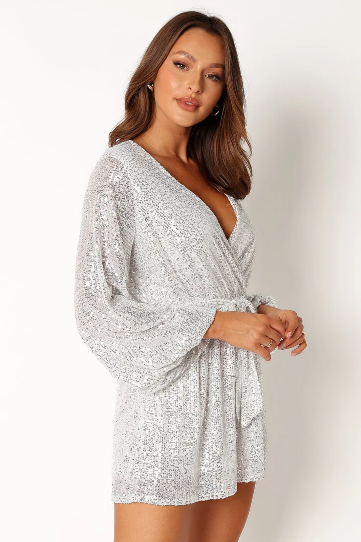 Monica Sequin Romper - Silver | Petal & Pup (US)