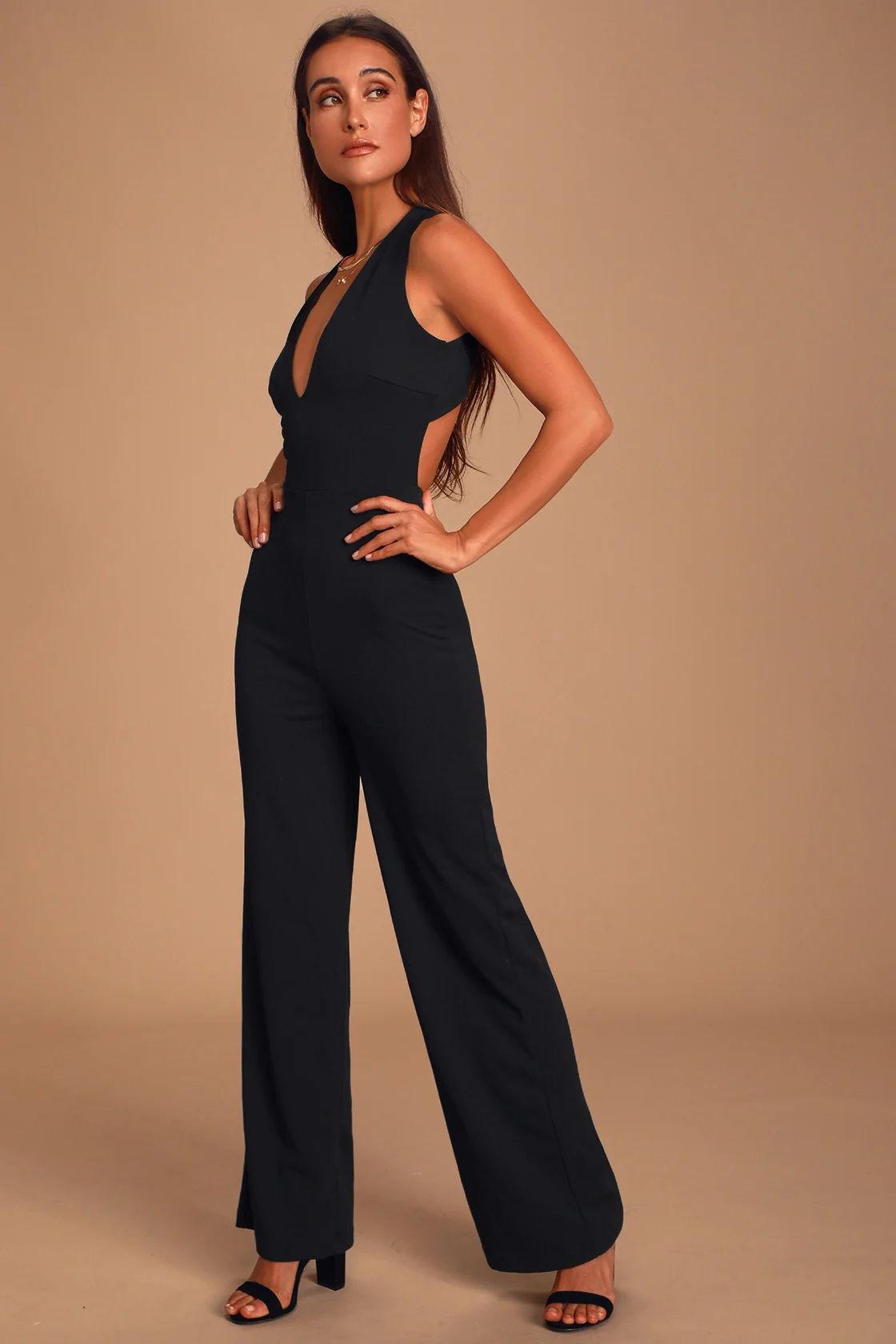 Thinking Out Loud Black Backless Jumpsuit | Lulus (US)