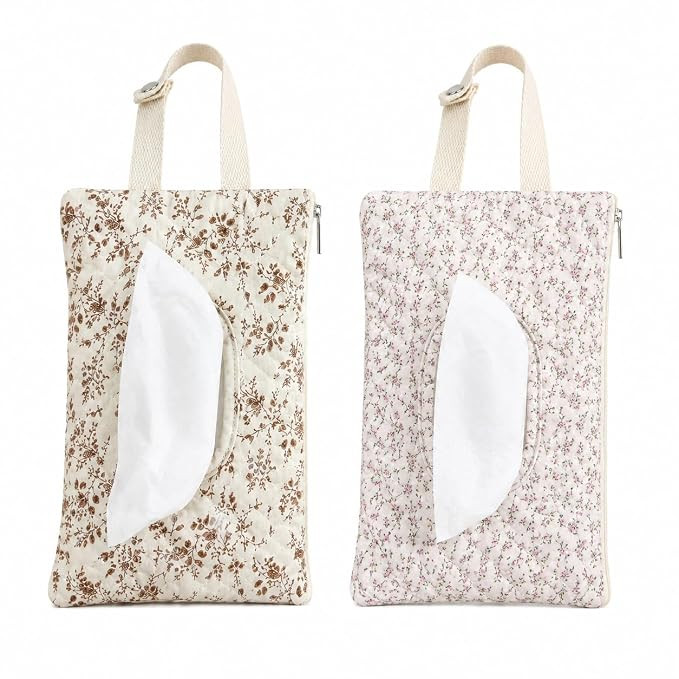 Quilted Baby Wipe Holder Floral Diaper Pouch Portable Quilted Wipes Bag for Car, Stroller (Mixed ... | Amazon (US)