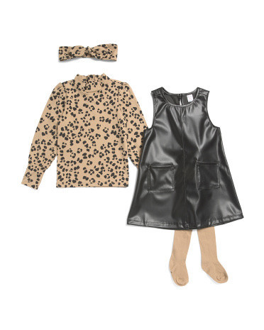 Toddler Girls 2Pc Faux Leather Dress And Top Set, Cotton/Polyester/Leather | TJ Maxx