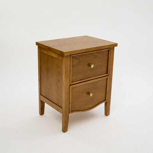 Wooden Wavy Two Drawer Bedside Table 58x48cm | TK Maxx