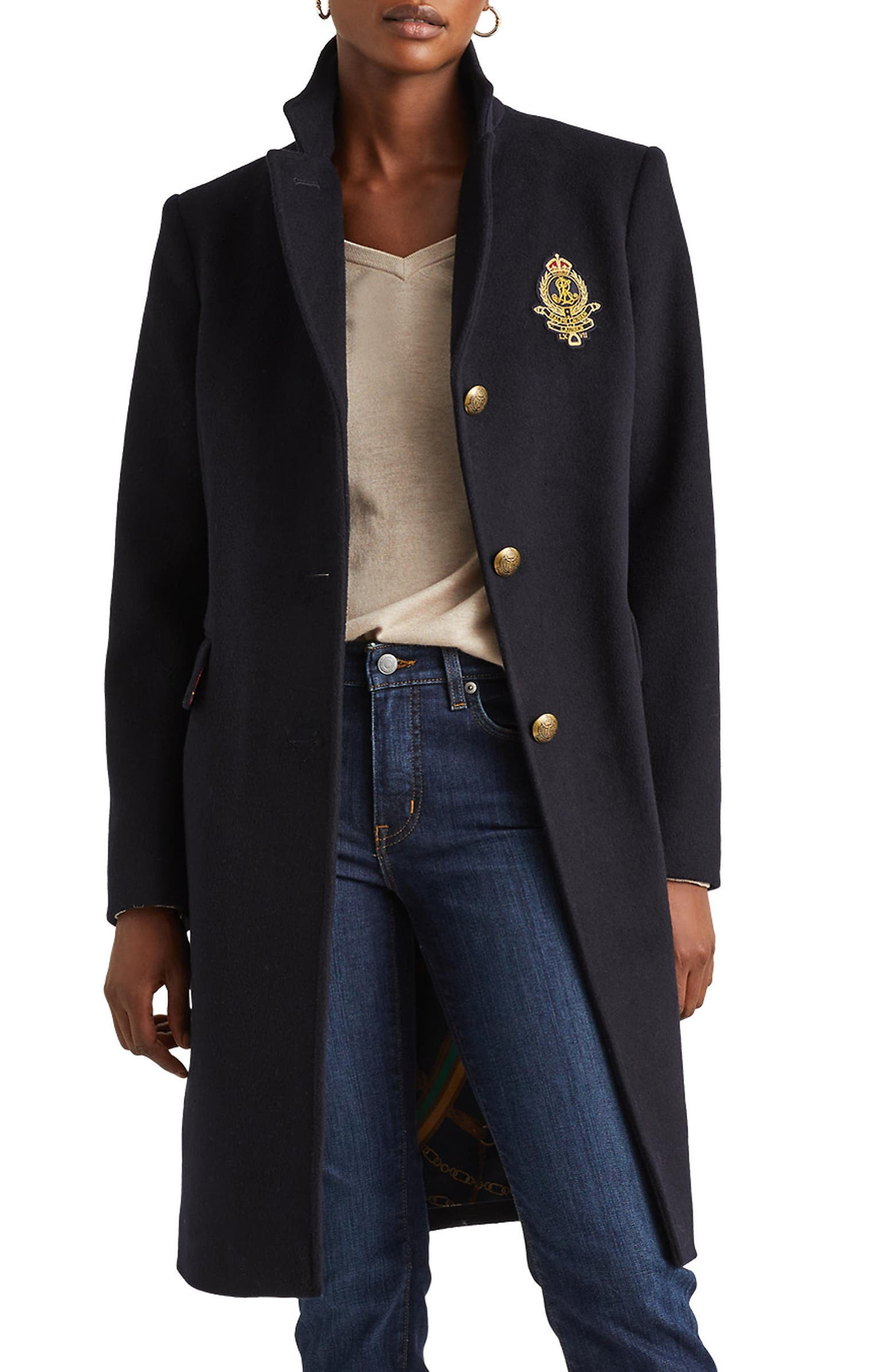 Crest Patch Wool Blend Coat | Nordstrom | Nordstrom