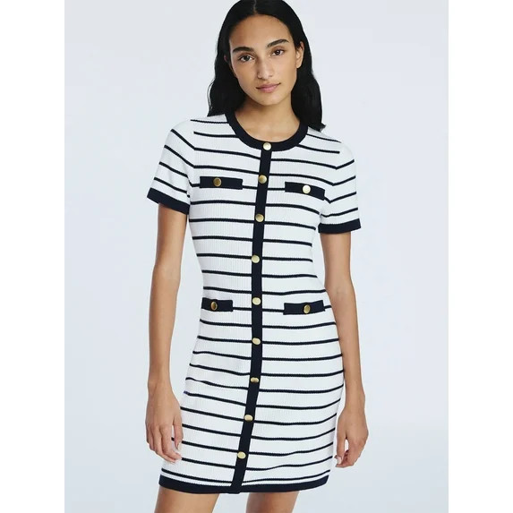 Free Assembly Women's Welt Pocket Mini Sweater Dress with Short Sleeves, Sizes XS-XXL | Walmart (US)