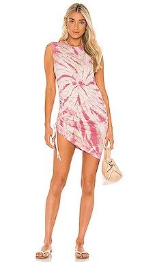 Pam & Gela Tie Dye Sleeveless Ruched Dress in Rose & Taupe from Revolve.com | Revolve Clothing (Global)
