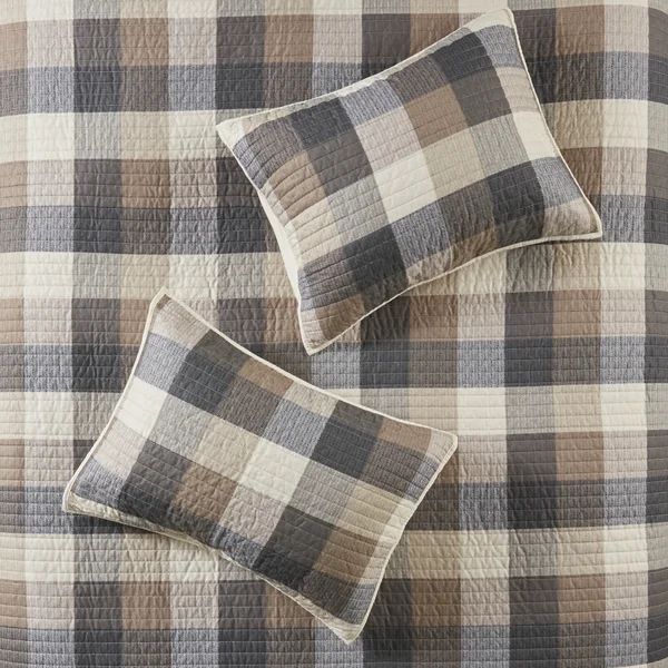 Dunwich 6 Piece Printed Herringbone Quilt Set with Throw Pillows | Wayfair North America