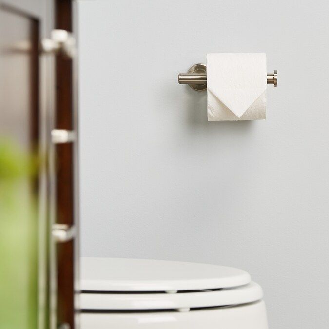 allen + roth Latitude 2 Brushed Nickel Wall Mount Single Post Toilet Paper Holder Lowes.com | Lowe's