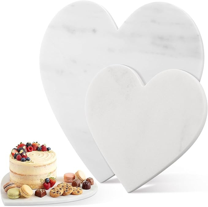 2 Pcs Valentine Heart Shaped Marble Cutting Board 11.4 x 11.4 x 0.4 Inch and 7.5 x 7.5 x 0.4 Inch... | Amazon (US)