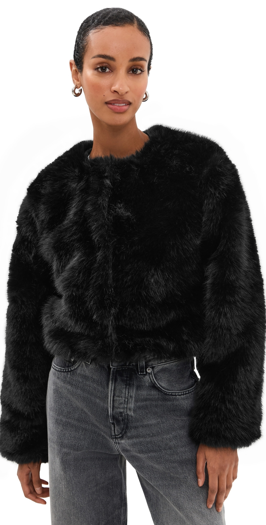 BLANKNYC Cash Flow Faux Fur Jacket Black L | Shopbop