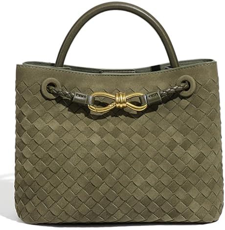 Suede Woven Tote Bag for Women PU Leather Hobo Bags Casual Crossbody Purse Shoulder Satchel Bag T... | Amazon (US)