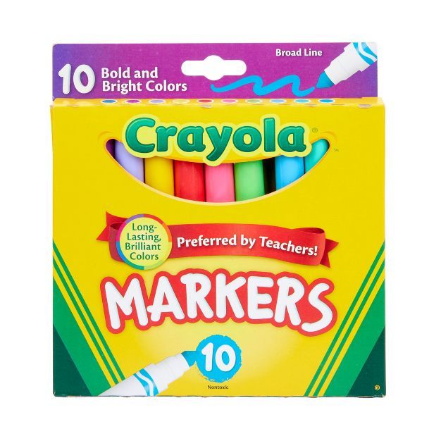 Crayola 10ct Kids Broadline Markers - Bold and Bright | Target