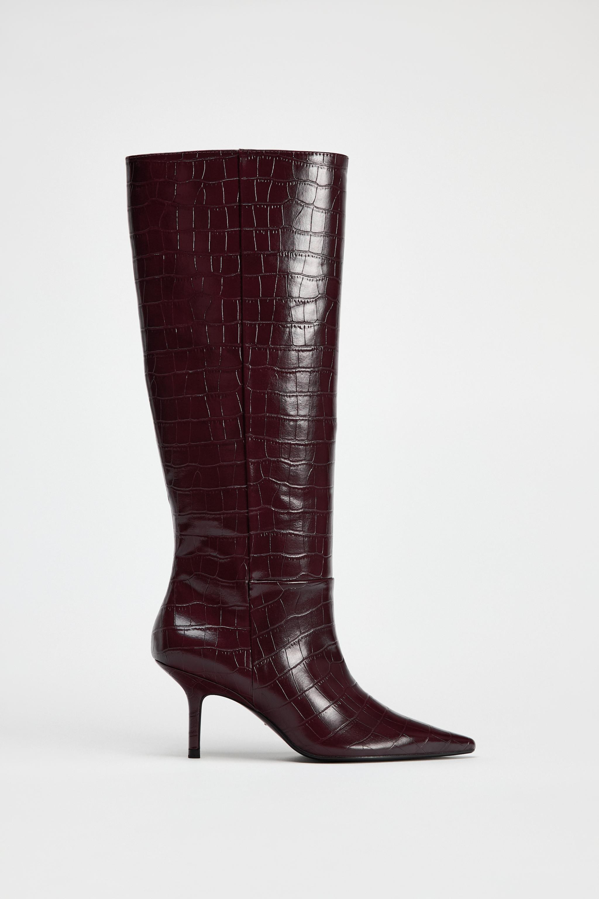 TEXTURED STILETTO HEEL BOOTS | Zara UK