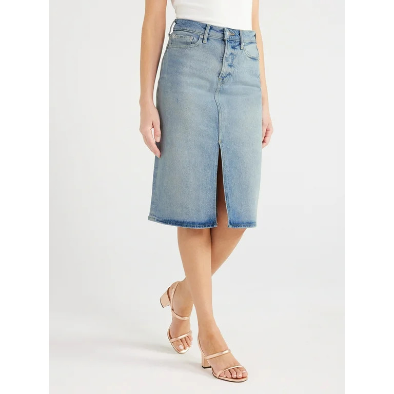 Free Assembly Women's Midi Denim Skirt, Sizes 0-20 | Walmart (US)