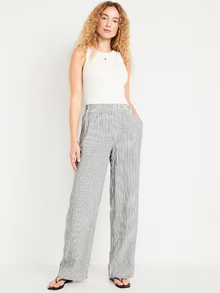 High-Waisted Linen-Blend Wide-Leg Pants | Old Navy (US)