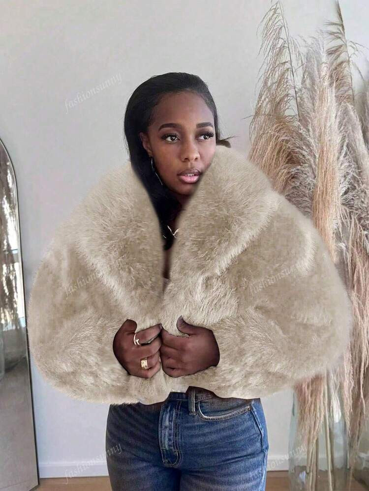Neue Elegante Damenstil Kunstpelzkragen Warme Kurzjacke Für Herbst/Winter | SHEIN
