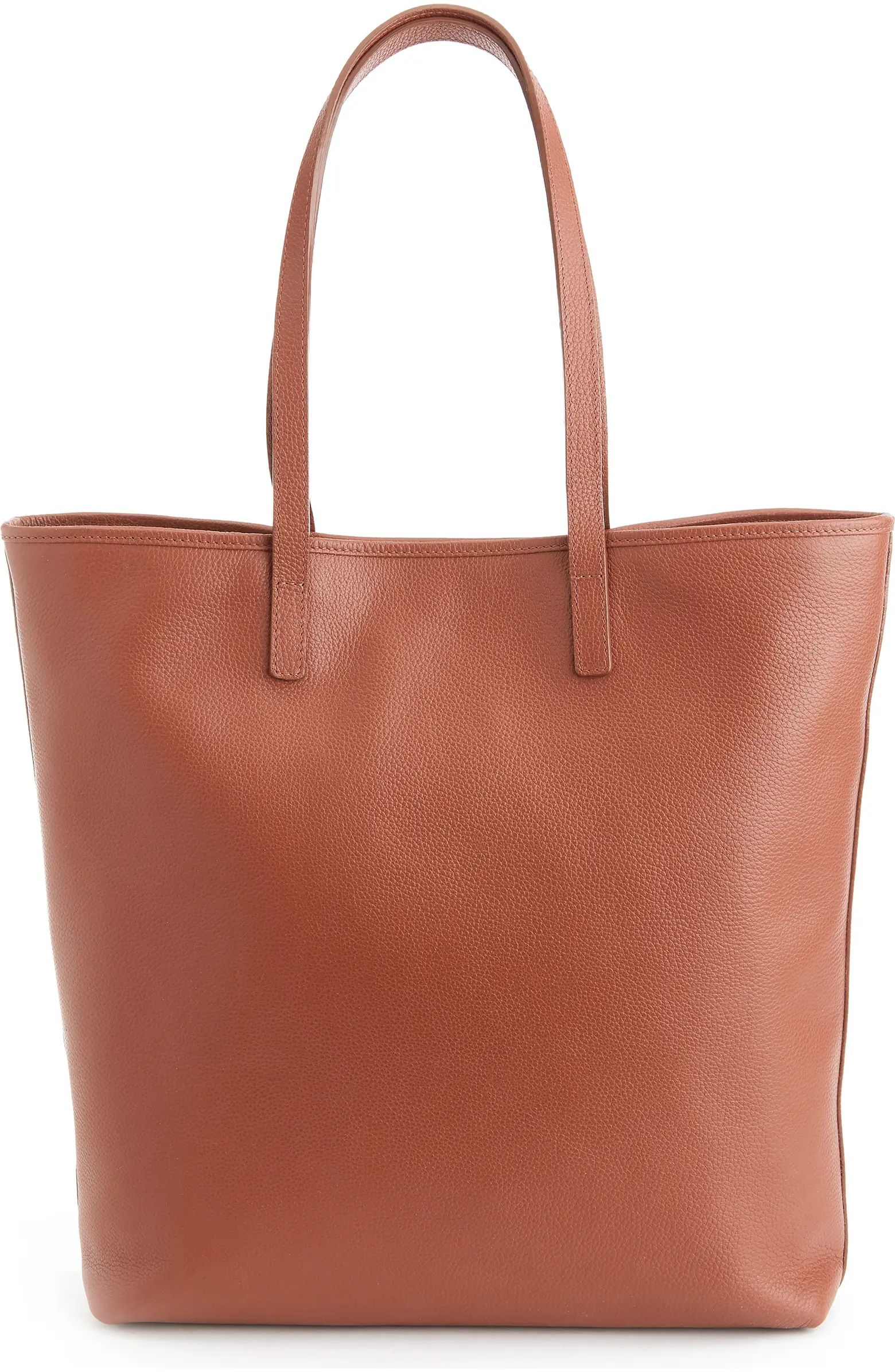ROYCE New York Tall Leather Tote with Wristlet | Nordstrom | Nordstrom