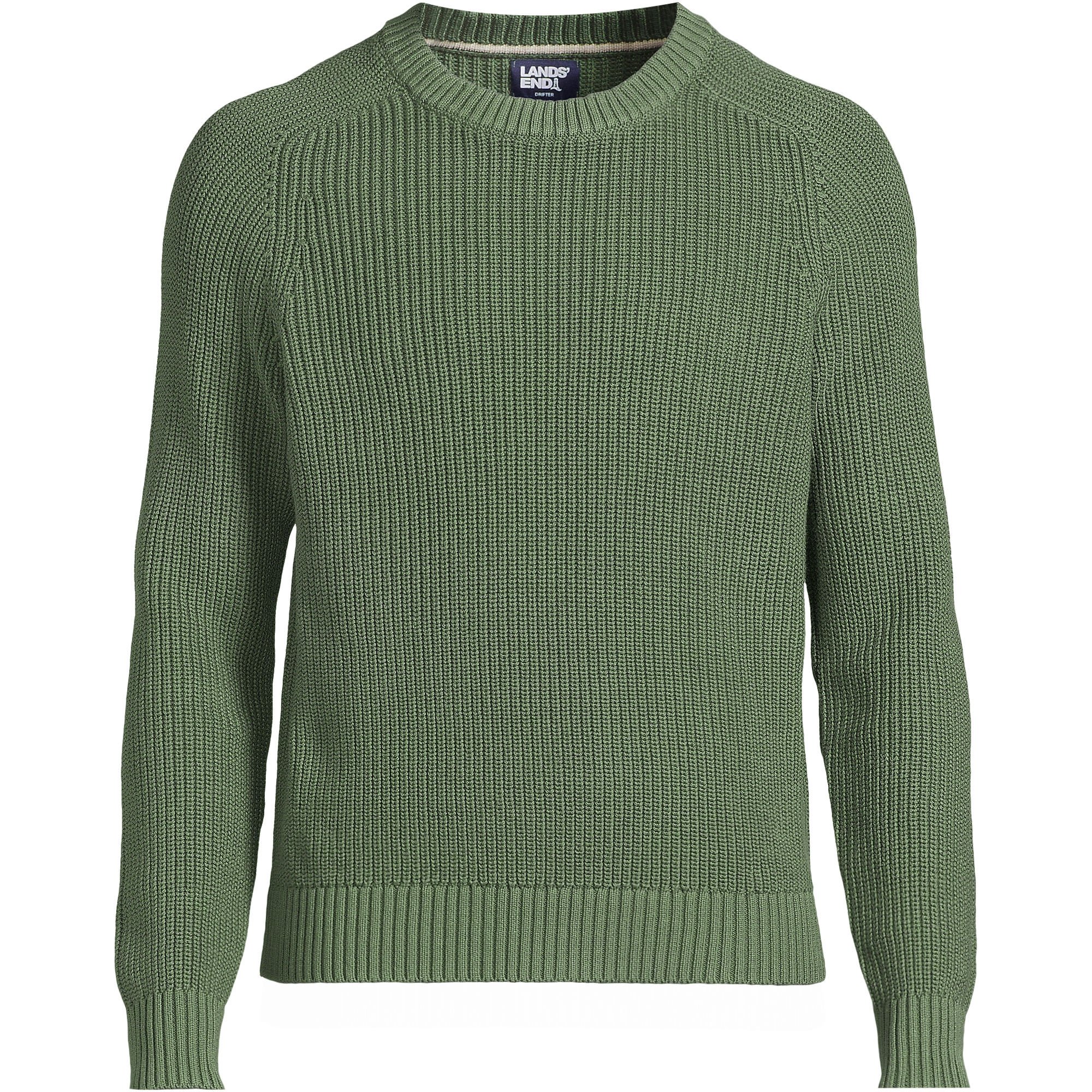 Men's Cotton Drifter Saddle Crewneck Shaker Sweater | Lands' End (US)